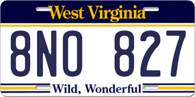 WV license plate 8NO827