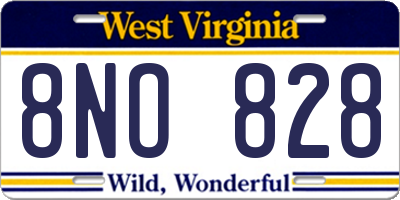 WV license plate 8NO828