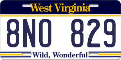 WV license plate 8NO829