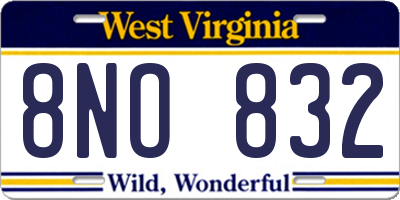 WV license plate 8NO832