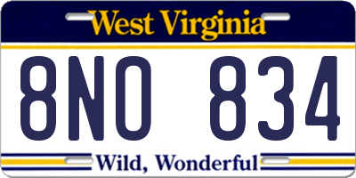 WV license plate 8NO834