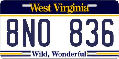 WV license plate 8NO836