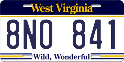 WV license plate 8NO841