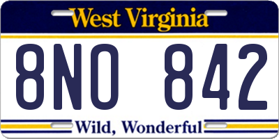 WV license plate 8NO842