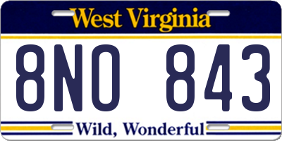 WV license plate 8NO843