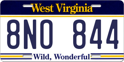 WV license plate 8NO844