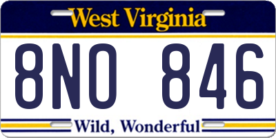 WV license plate 8NO846