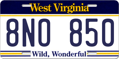 WV license plate 8NO850