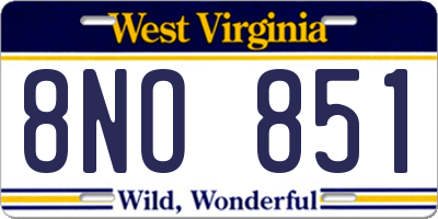 WV license plate 8NO851