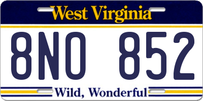 WV license plate 8NO852