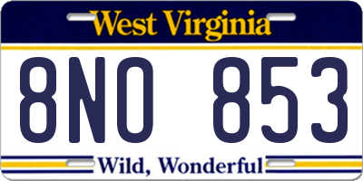 WV license plate 8NO853