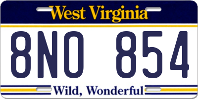 WV license plate 8NO854