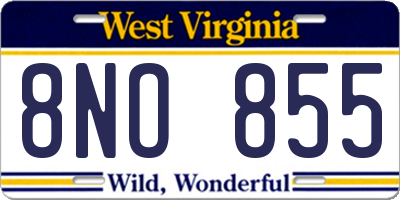WV license plate 8NO855