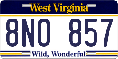 WV license plate 8NO857