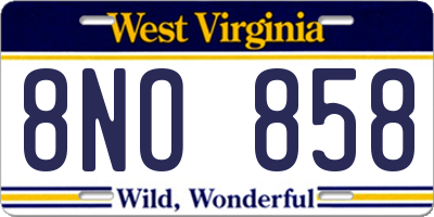 WV license plate 8NO858