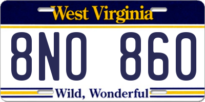 WV license plate 8NO860