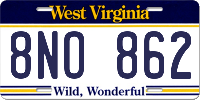 WV license plate 8NO862