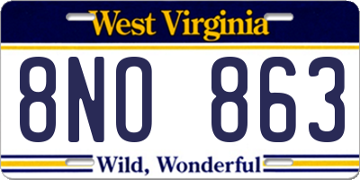 WV license plate 8NO863