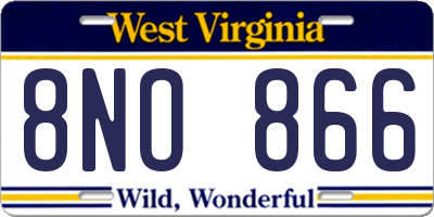 WV license plate 8NO866