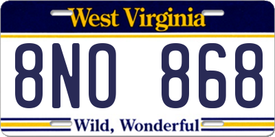 WV license plate 8NO868