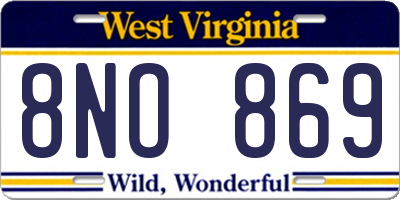 WV license plate 8NO869