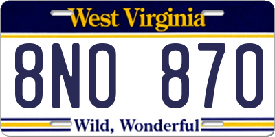 WV license plate 8NO870