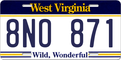 WV license plate 8NO871