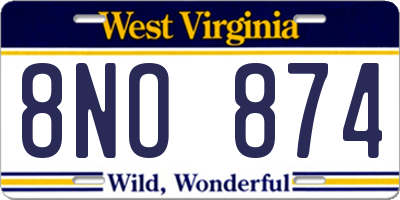 WV license plate 8NO874