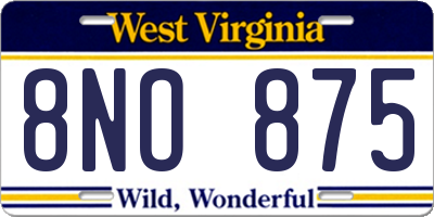 WV license plate 8NO875