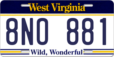 WV license plate 8NO881
