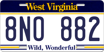 WV license plate 8NO882