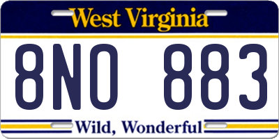 WV license plate 8NO883