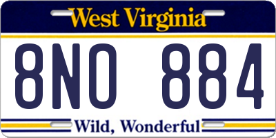 WV license plate 8NO884