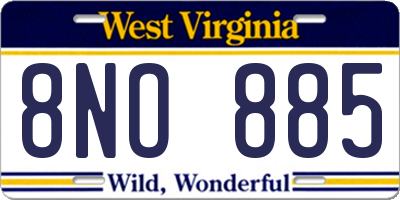 WV license plate 8NO885