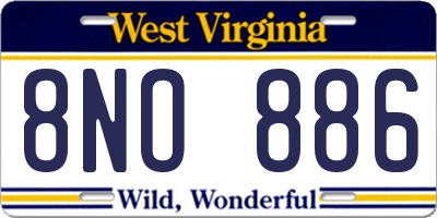 WV license plate 8NO886