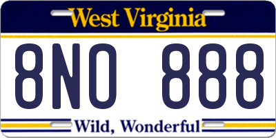 WV license plate 8NO888