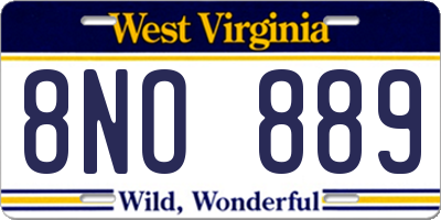 WV license plate 8NO889