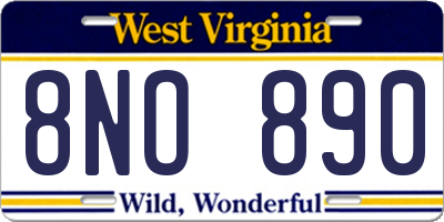 WV license plate 8NO890
