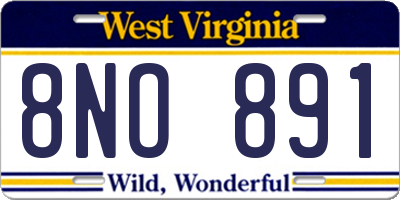 WV license plate 8NO891