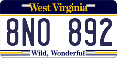 WV license plate 8NO892