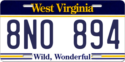 WV license plate 8NO894