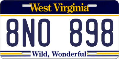 WV license plate 8NO898