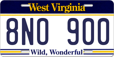 WV license plate 8NO900