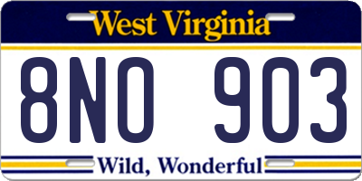 WV license plate 8NO903