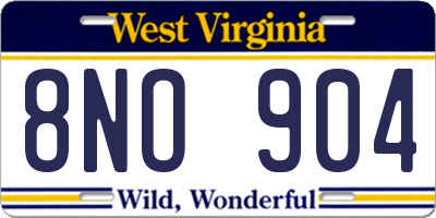 WV license plate 8NO904
