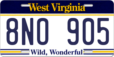 WV license plate 8NO905