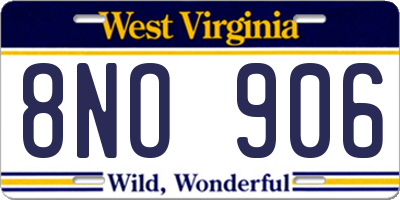 WV license plate 8NO906
