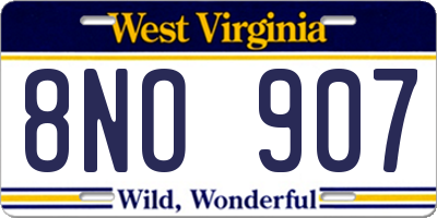 WV license plate 8NO907