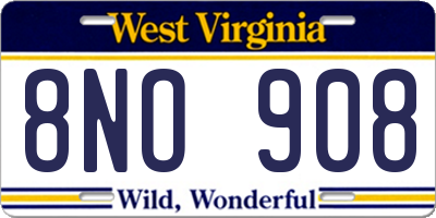 WV license plate 8NO908