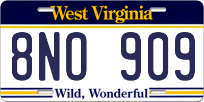 WV license plate 8NO909